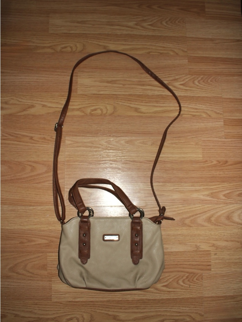 Beige and Brown Crossbody Purse